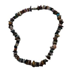 Vintage Polished Multi-Colored Agate Stone Necklace 14"